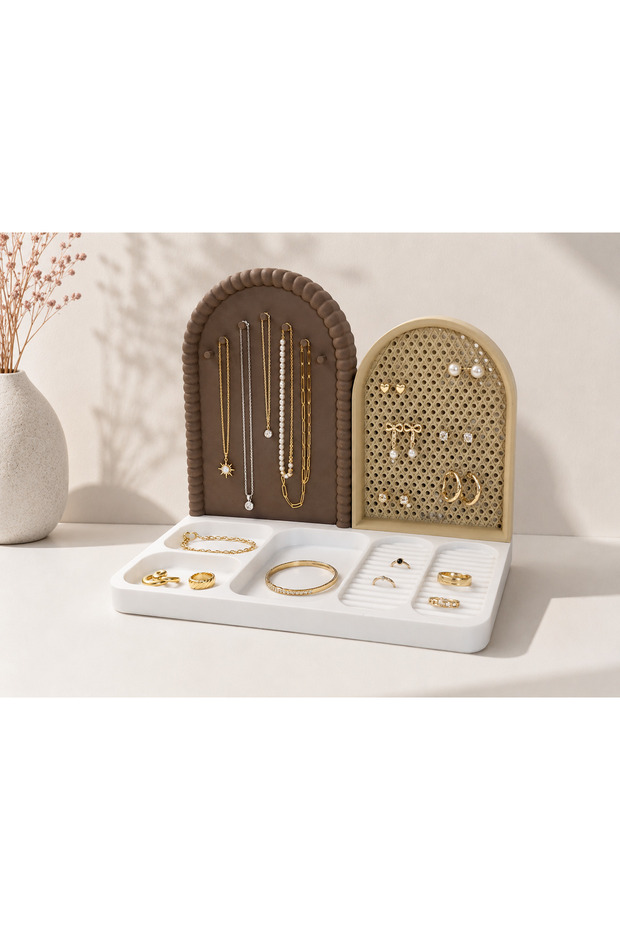 Decorative Multi-Compartment Jewelry Organizer and Jewelry Stand