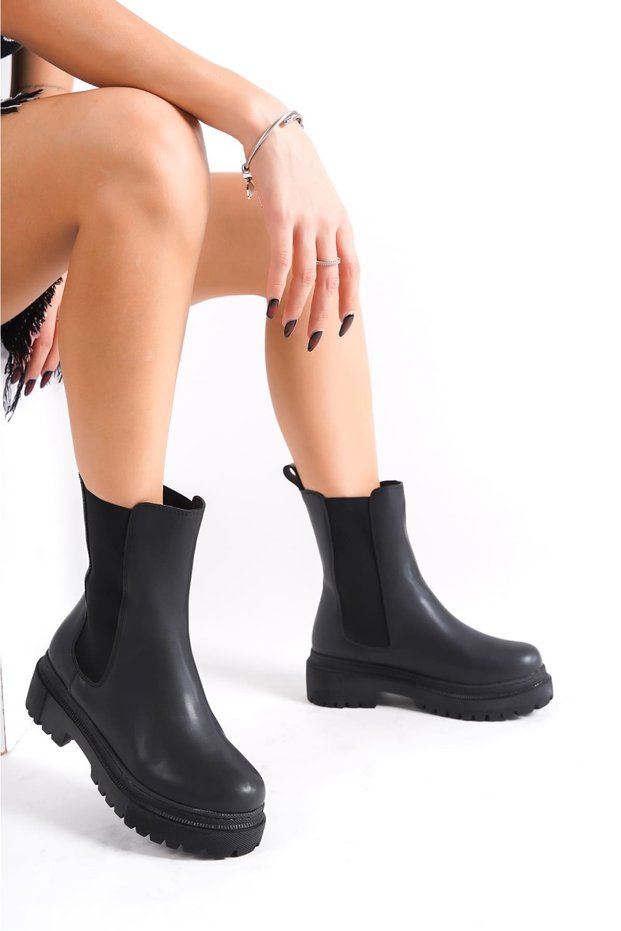 Lora Laceless Elastic Orthopedic Sole Women's Boots Cst - Black