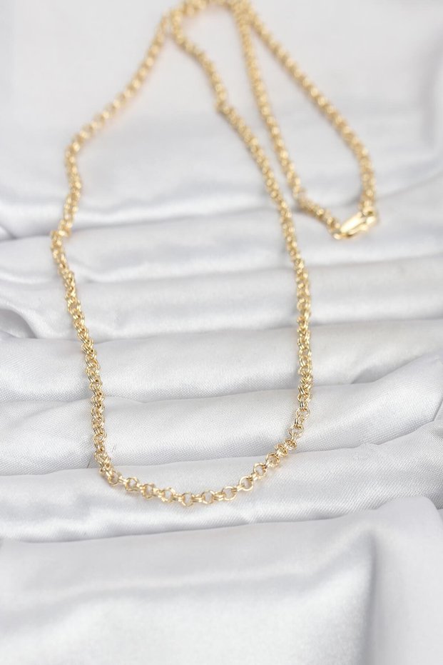 60cm Golden Brass Ring Chain Women's Necklace for Elegant Necks