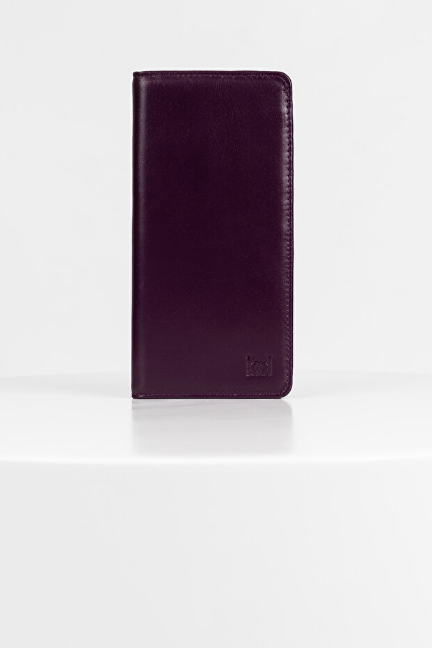 Varen Genuine Leather Long Wallet with Phone Compartment Purple
