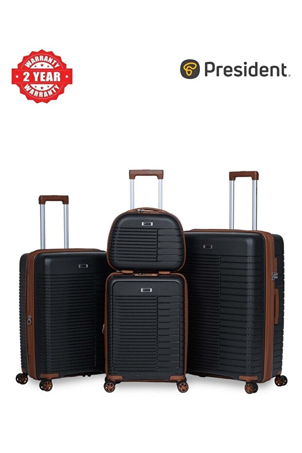 Premium 4 Piece large capacity PP Trolley cases 4998-BLACK