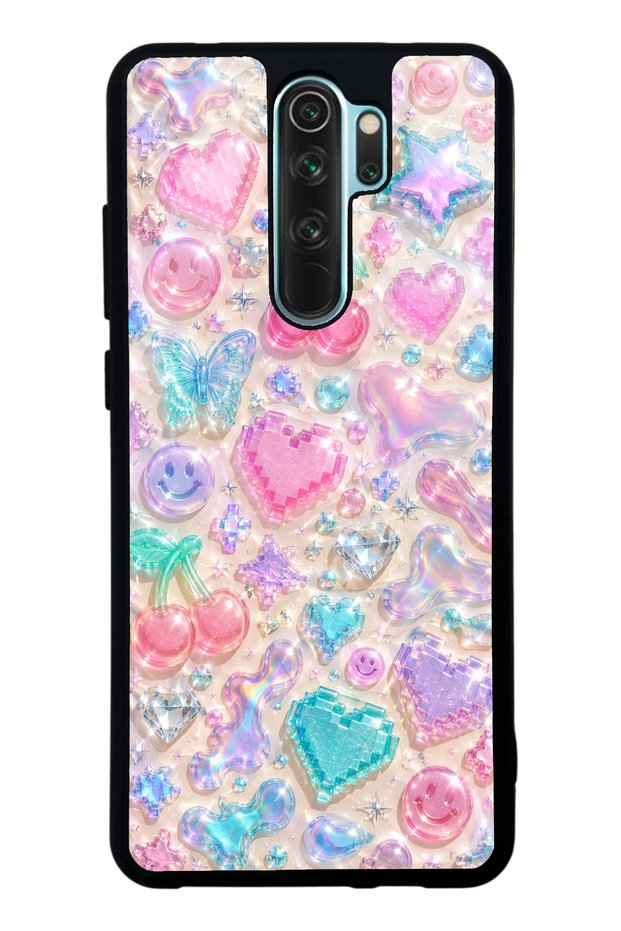 Xiaomi Redmi Note 8 Pro Y2K Glossy Phone Case with Jelly Charms Design