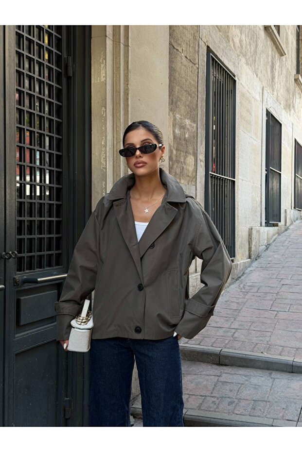 Hooded Buttoned Double-Breasted Trench Coat