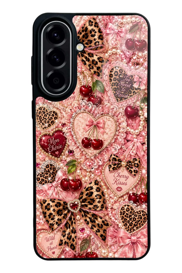 حافظة هاتف سامسونج A57 بتصميم Wild Cherry Coquette لامعة