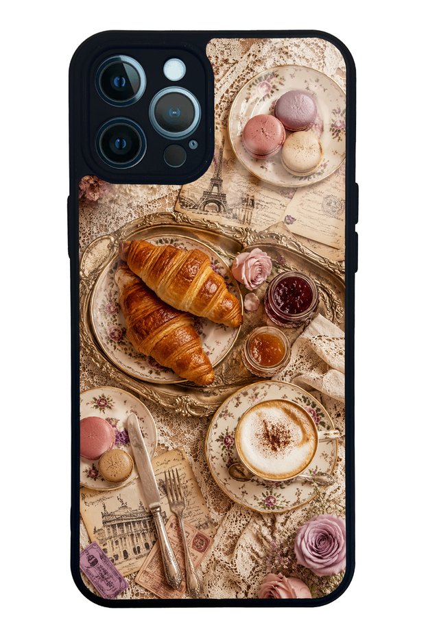 iPhone 12 Pro Max French Café Romance Design Glossy Phone Case