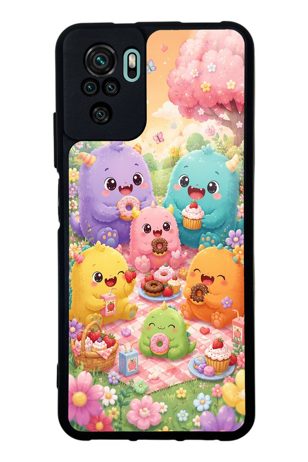 Xiaomi Redmi Note 10 Monster Picnic Party Design Glossy Phone Case
