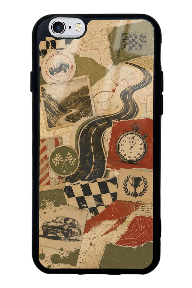 iPhone 6S Glossy Phone Case with Retro Road Racing Design