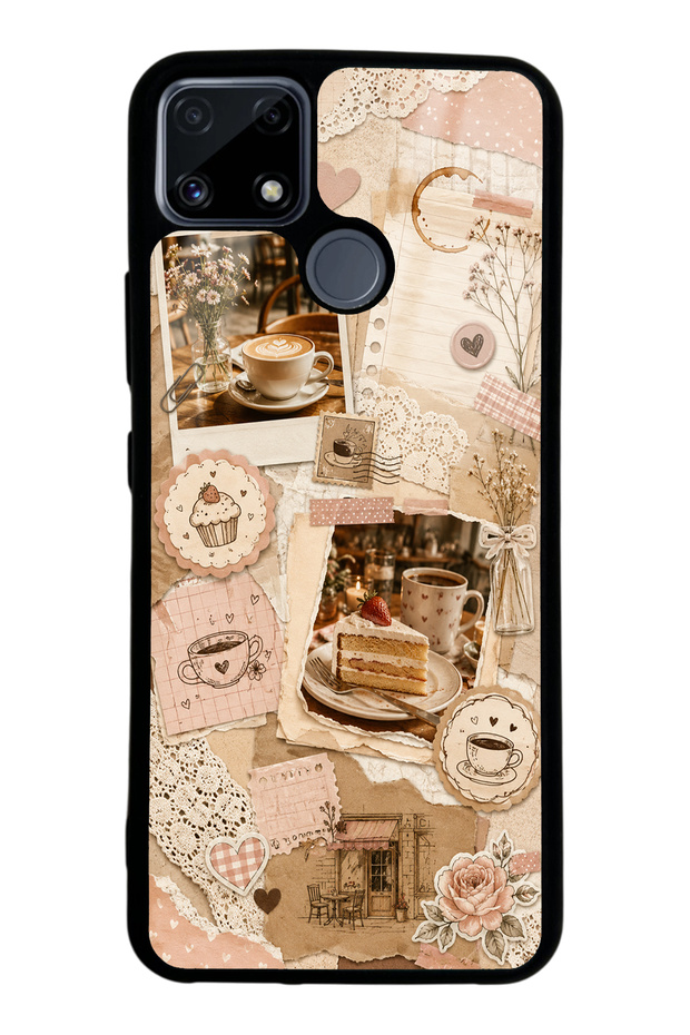 Realme C25 Glossy Phone Case with Café Love Letters Design