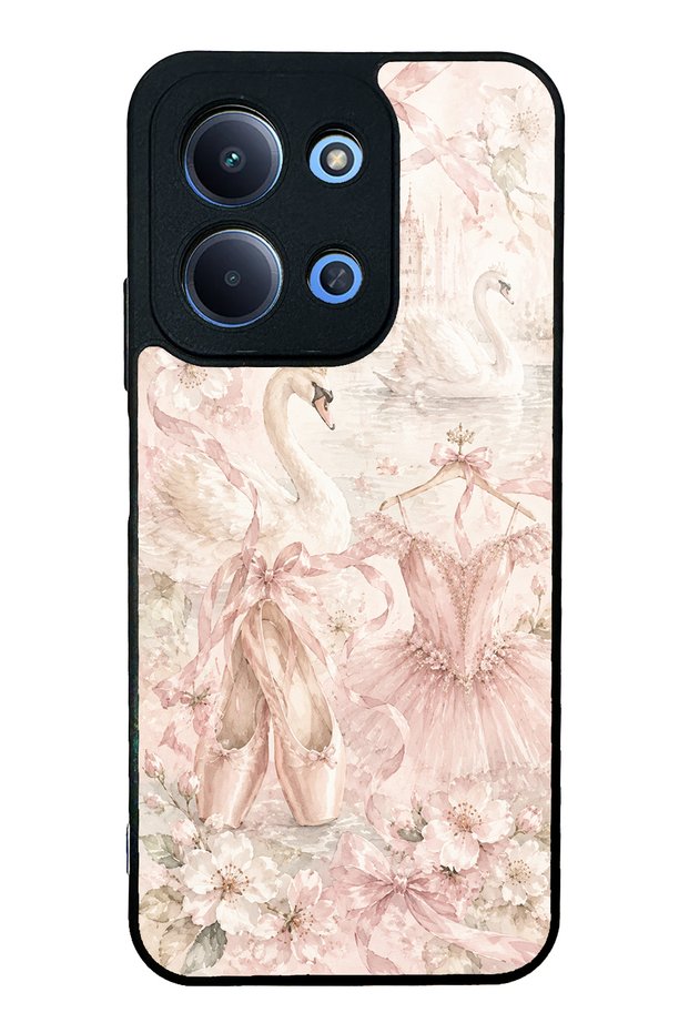 Xiaomi Redmi 15C Glossy Phone Case with Pink Swan Ballet Design