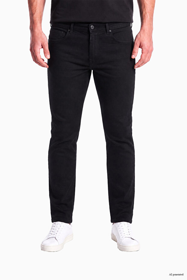 Men's Regular Fit Cotton Straight Leg Flexible Denim Black Jeans