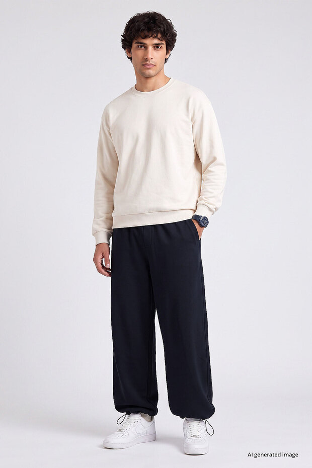 Navy Blue Elastic Men's Baggy Sweatpants - 82200