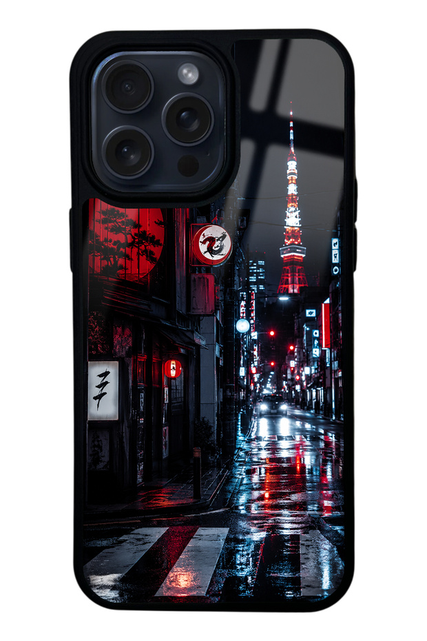 iPhone 14 Pro Max Glossy Phone Case with Midnight Tokyo Design