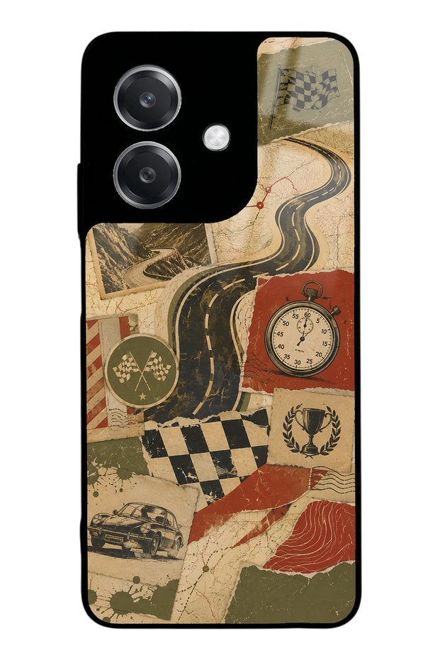 Oppo A3 Glossy Phone Case with Retro Road Racing Design