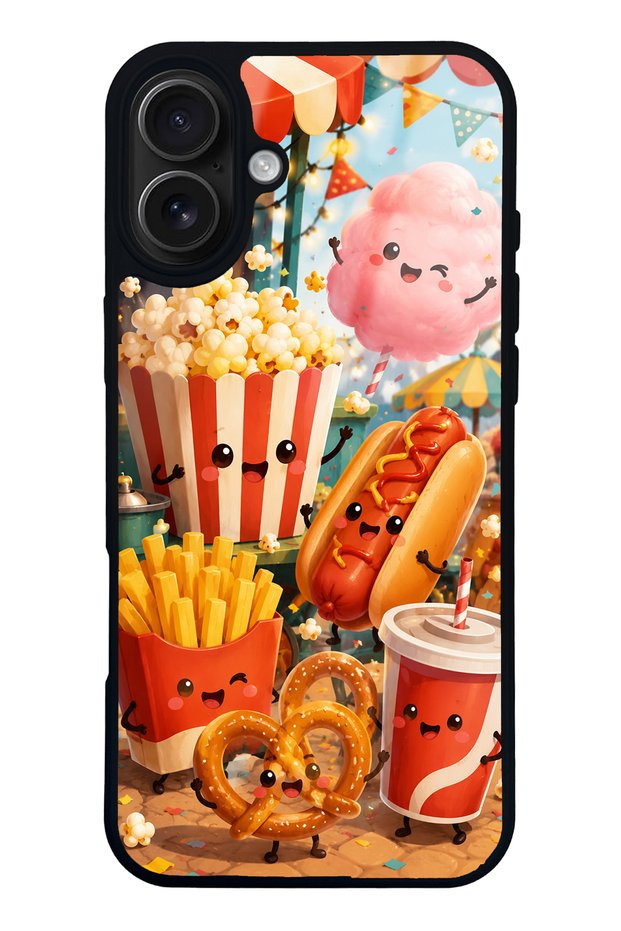 iPhone 16 Plus Fun Food Party Design Glossy Phone Case