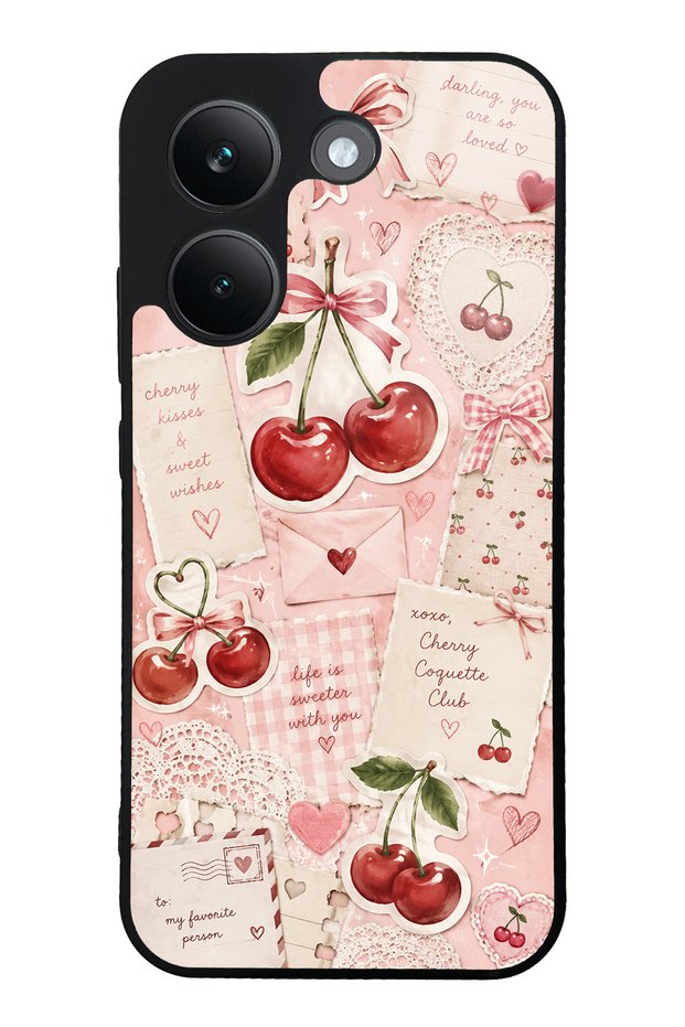 Xiaomi Poco X8 Pro Glossy Phone Case with Cherry Love Letters Design
