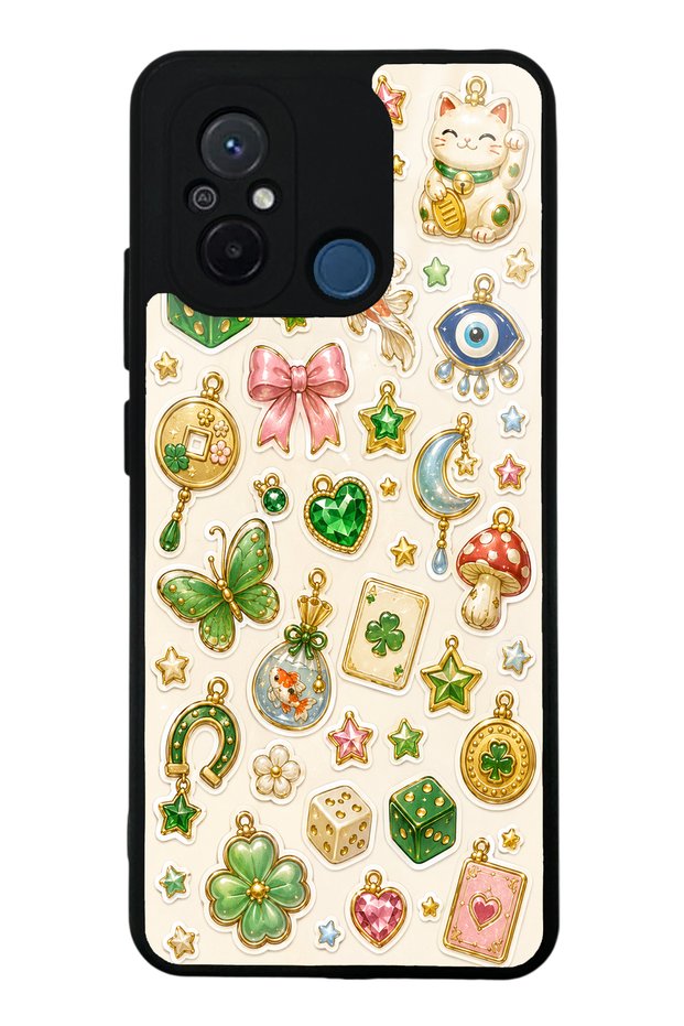 Xiaomi Redmi 12C Glossy Phone Case with Lucky Star Charms Design