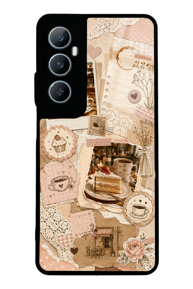 Realme C65 Glossy Phone Case with Café Love Letters Design