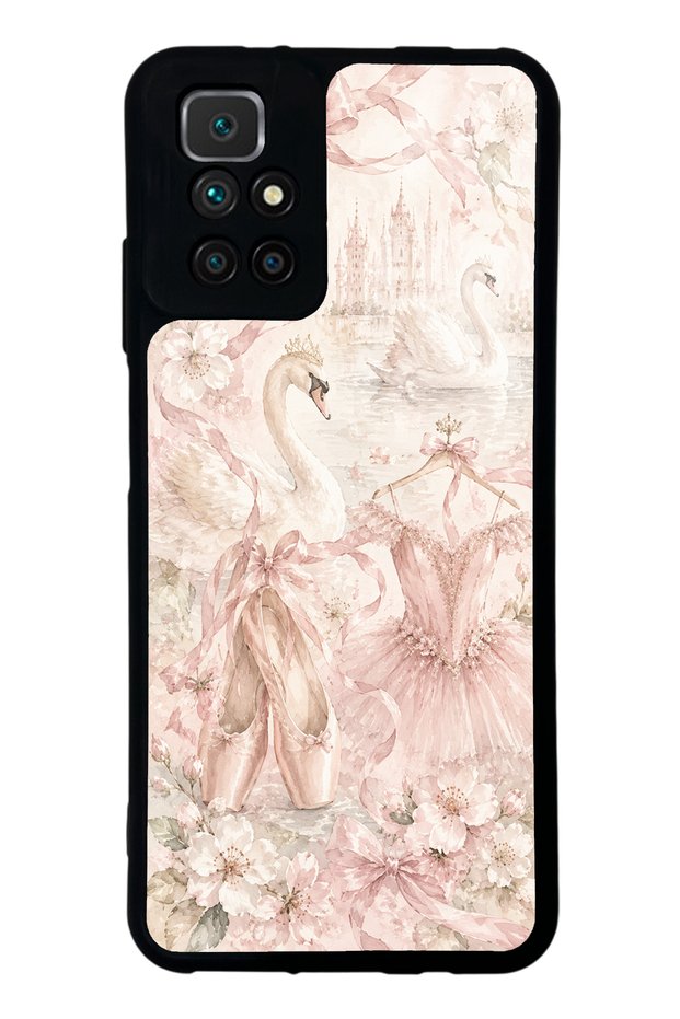 Xiaomi Redmi 10 Pink Swan Ballet Design Glossy Phone Case