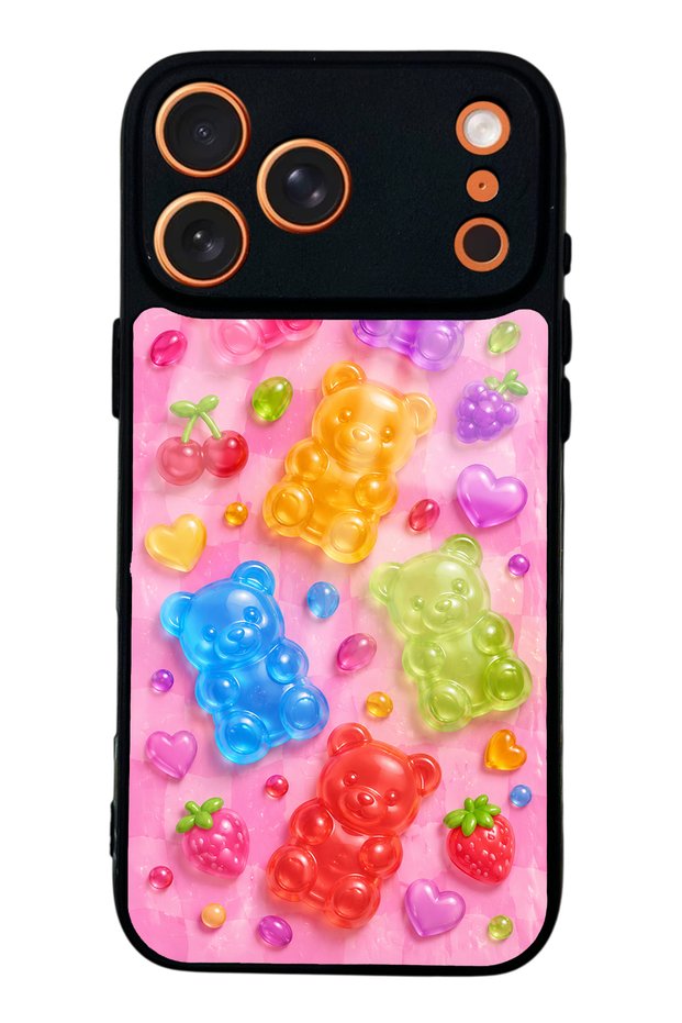 iPhone 17 Pro Candy Bear Fruits Design Glossy Phone Case