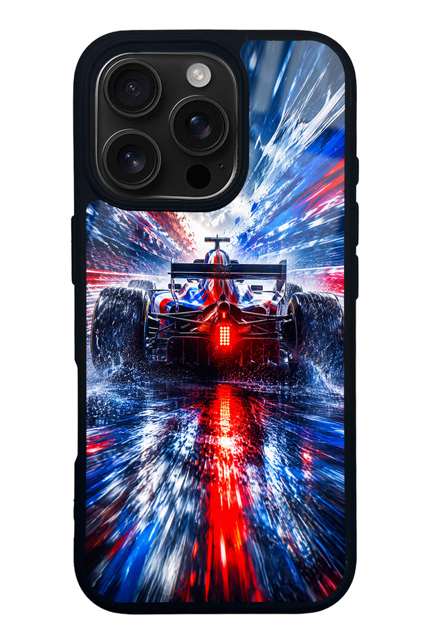 iPhone 16 Pro Storm Racer Design Glossy Phone Case