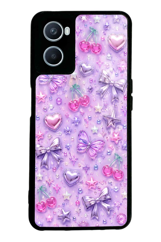 Oppo A96 Glossy Phone Case with Lilac Charm Pop Design