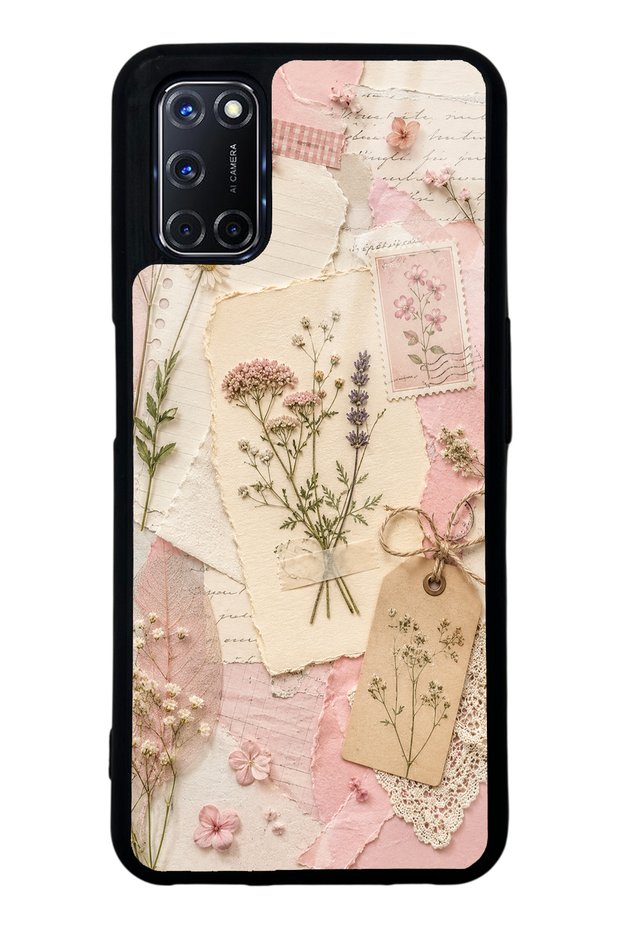 Oppo A52 Glossy Phone Case with Blush Herbarium Design