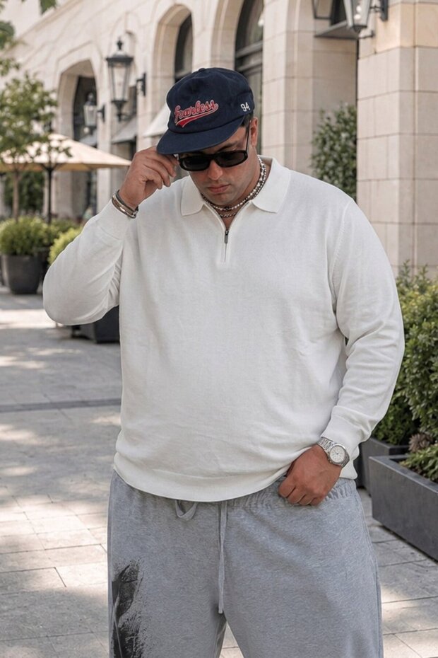 Men's Winter Thick Plus Size White Sweatshirt