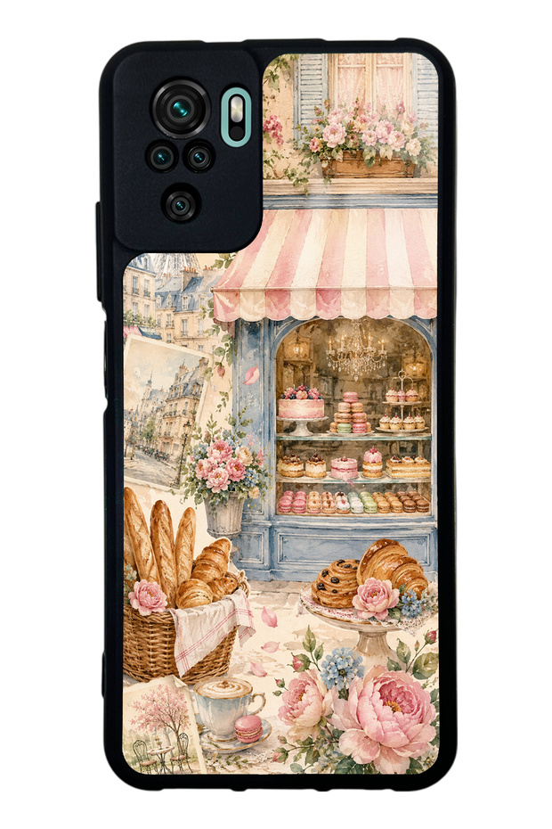 حافظة هاتف Xiaomi Redmi Note 10 بتصميم Paris Café Bloom اللامع