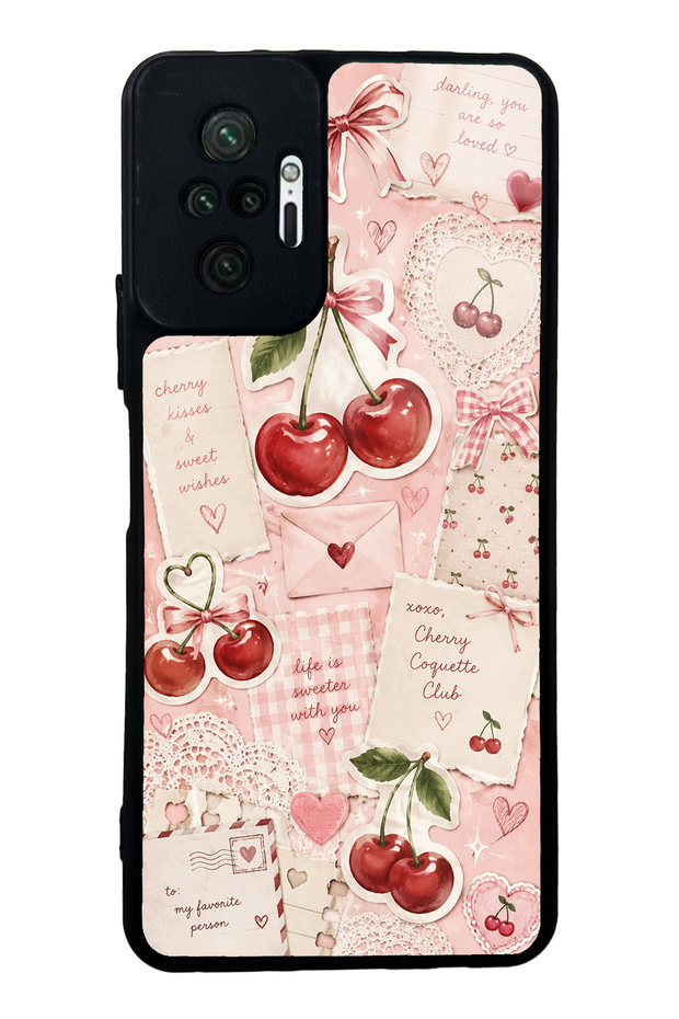 Xiaomi Redmi Note 10 Pro Glossy Phone Case with Cherry Love Letters Design