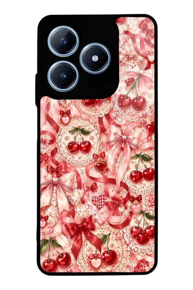 Realme C63 Glossy Phone Case with Cherry Lace Fantasy Design