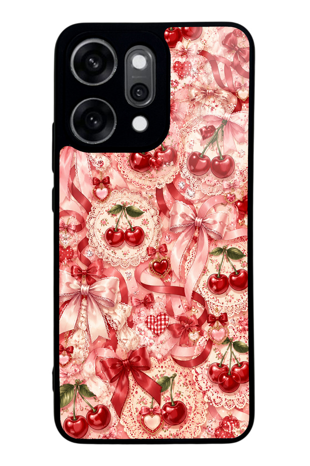 Oppo Reno 14 Pro Cherry Lace Fantasy Design Glossy Phone Case