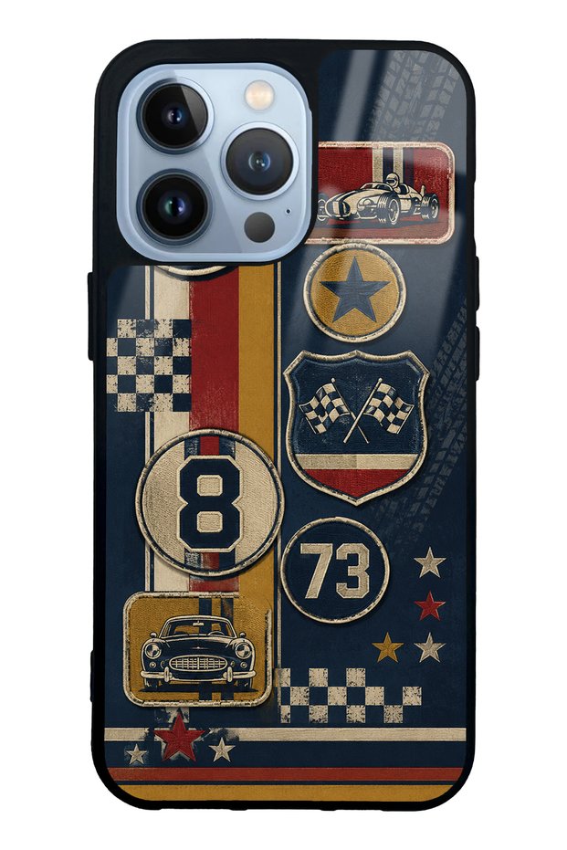 iPhone 13 Pro Old School Racing Design Glossy Phone Case