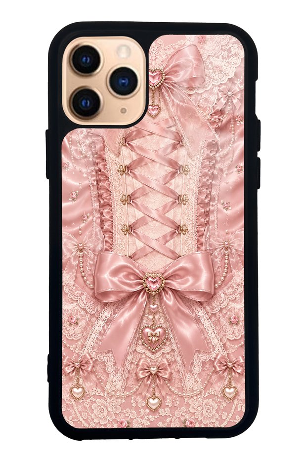 iPhone 11 Pro Pink Corset Coquette Design Glossy Phone Case