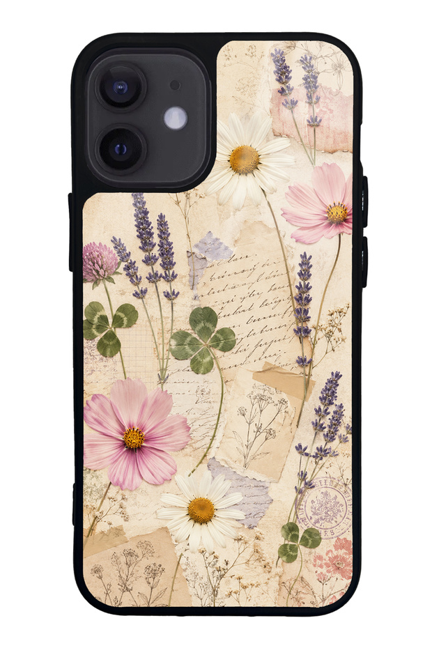 iPhone 12 Mini Glossy Phone Case with Wildflower Letters Design