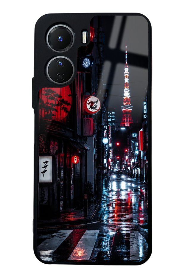 Vivo Y16 Glossy Phone Case with Midnight Tokyo Design