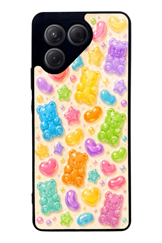 Tecno Pova 7 Glossy Phone Case with Sweet Bear Jelly Design