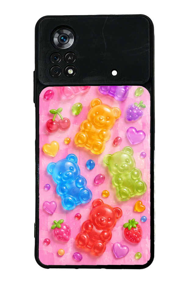 Xiaomi Poco X4 Pro Candy Bear Fruits Design Glossy Phone Case