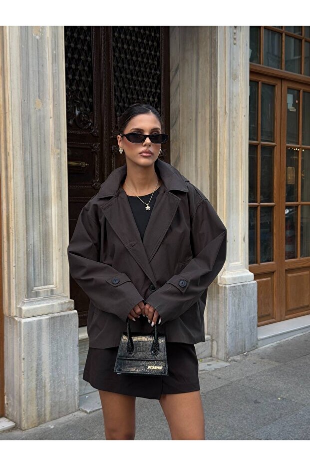Hooded Buttoned Double-Breasted Trench Coat