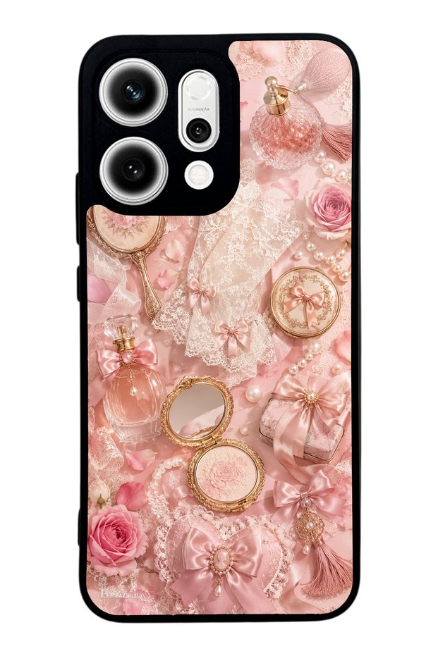 Oppo Reno 14 Glossy Phone Case with Vintage Rose Vanity Design