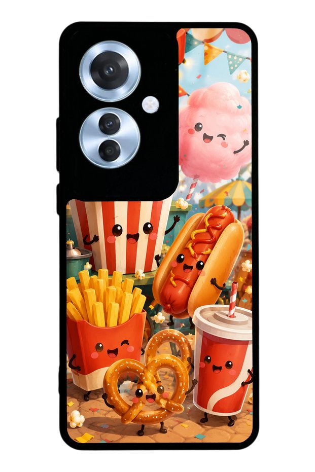 Oppo Reno 11F Fun Food Party Design Glossy Phone Case