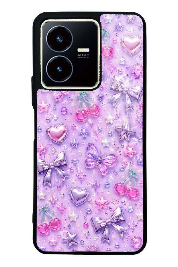 Vivo Y22S Glossy Phone Case with Lilac Charm Pop Design
