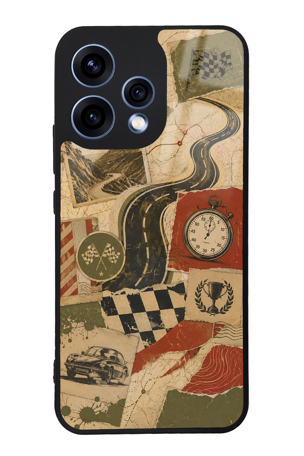 Oppo Reno 15 Retro Road Racing Design Glossy Phone Case