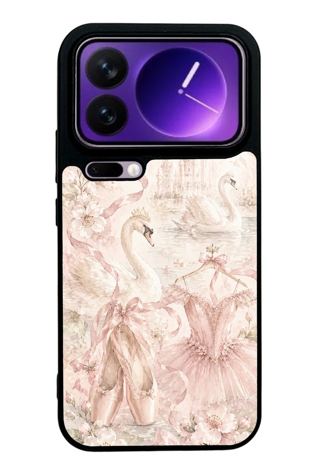 Xiaomi 17 Pro Glossy Phone Case with Pink Swan Ballet Design