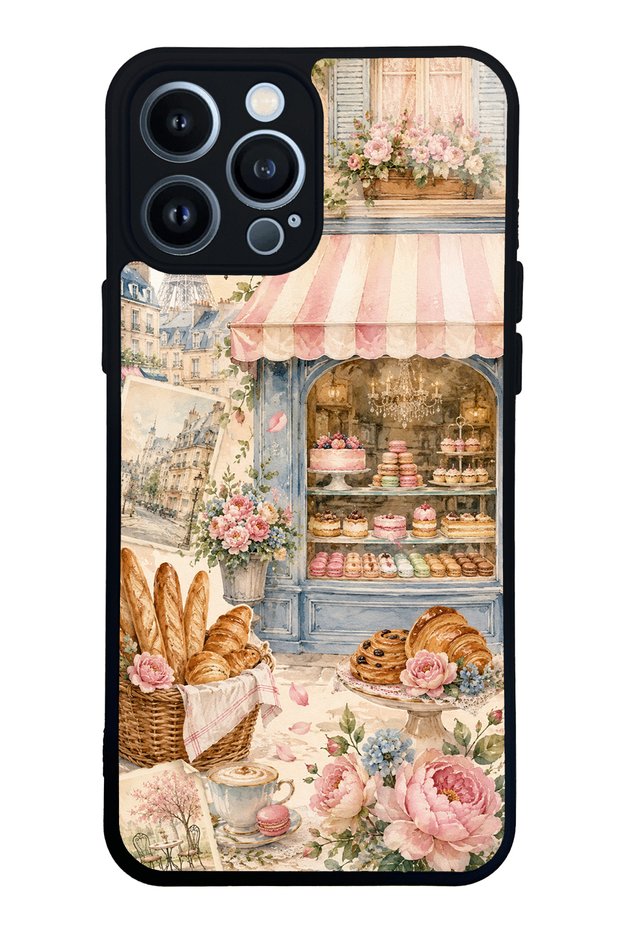 iPhone 13 Pro Max Paris Café Bloom Design Glossy Phone Case