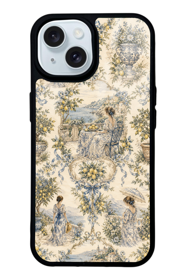 iPhone 15 Positano Toile Design Glossy Phone Case