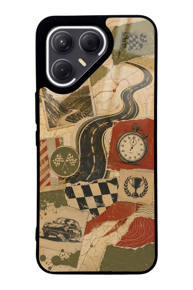 Tecno Pova 7 Pro Glossy Phone Case with Retro Road Racing Design