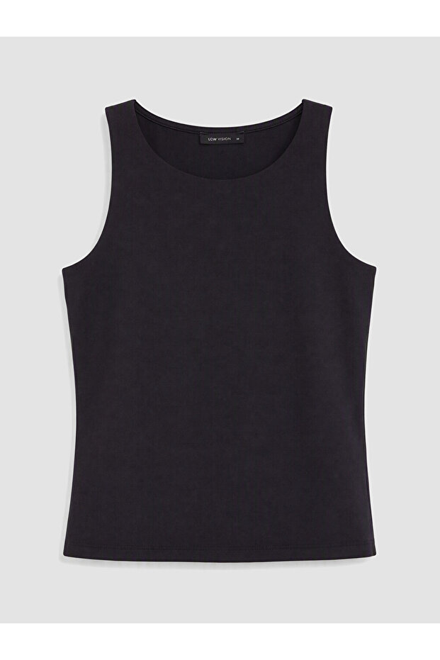 Black Crew Neck Women's Tank Top