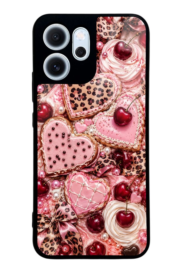 Oppo Reno 14F Cherry Leopard Sweetheart Design Glossy Phone Case