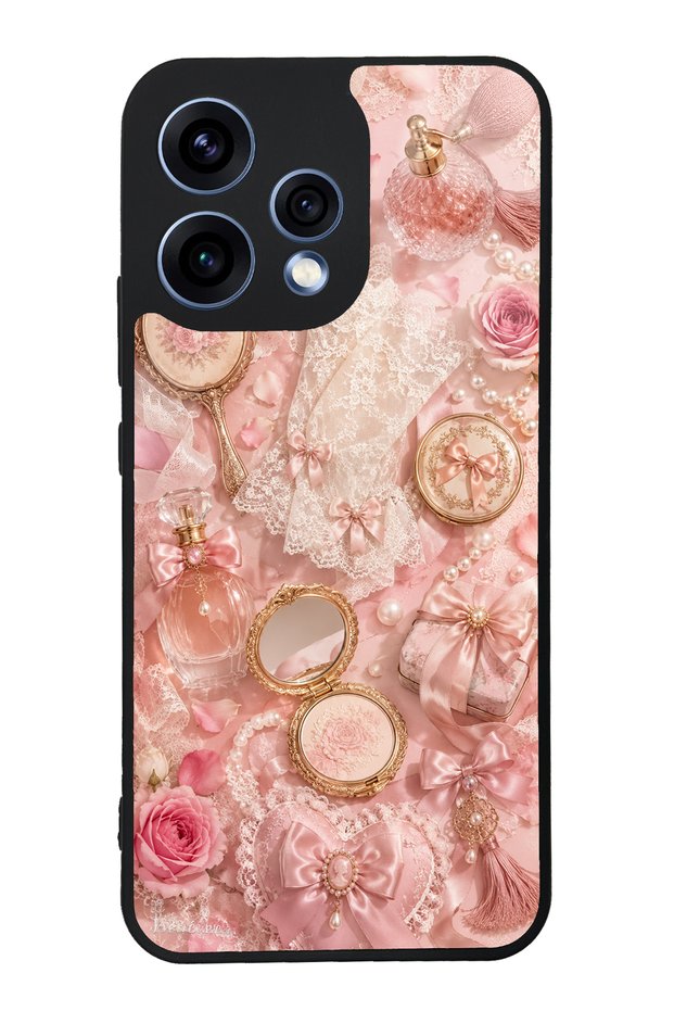 Oppo Reno 15 Glossy Phone Case with Vintage Rose Vanity Design