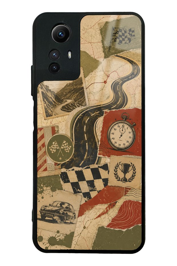 Xiaomi Redmi Note 12S Glossy Phone Case with Retro Road Racing Design